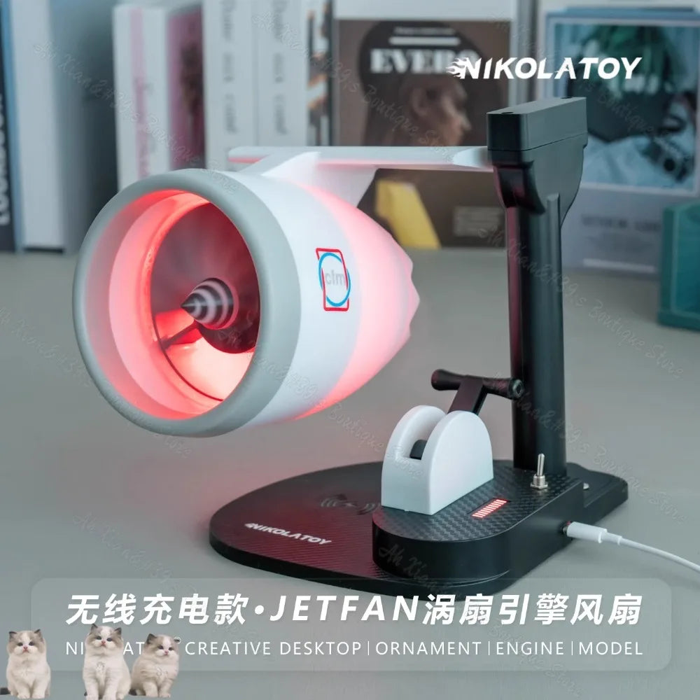 NIKOLATOY Creative Desktop USB Airplane Engine Turbo JetFan with Wireless Charging
